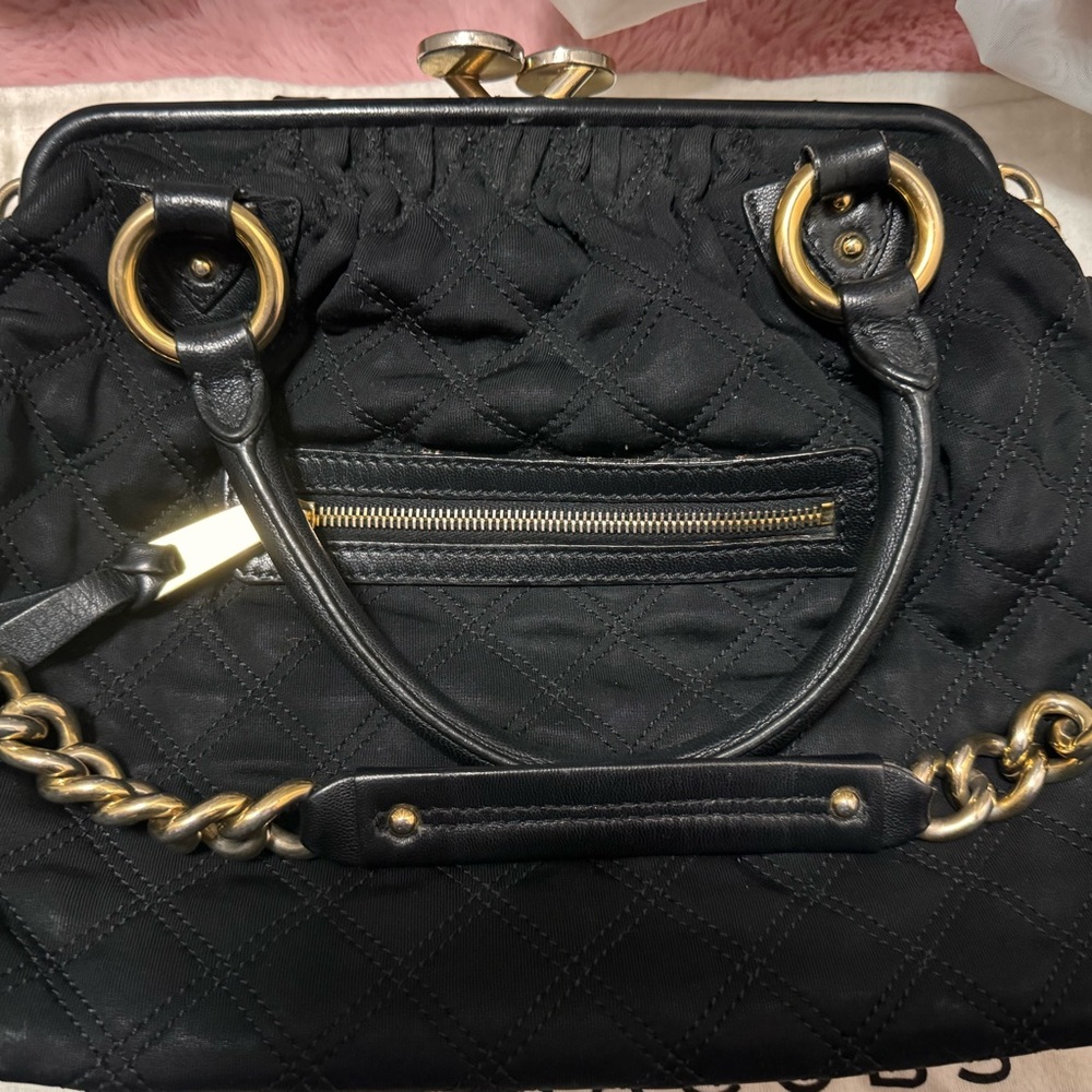 Full Set Marc Jacobs Black Quilted Jerzey Stam Kiss-Lock Chain Shoulder Bag - Picture 4 of 16